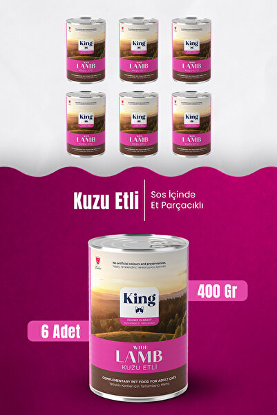 King Et Parçacıklı Kuzu Etli Yetişkin Kedi Konserve 400 Gr*6 ADET