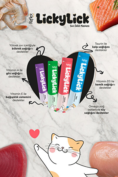 Reflex Plus LickyLick Kedi Sıvı Ödül Maması Karışık Paket 15g x 72 Adet