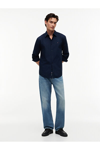Tommy Jeans Pamuklu Regular Fit Logolu Klasik Yaka Uzun Kollu Gömlek Erkek GÖ...