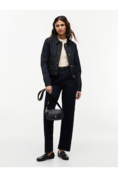 Tommy Hilfiger Women's Th Monogram Logo Crossbody Black Shoulder Bag