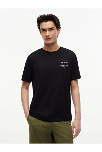Tommy Hilfiger Erkek Kısa Kol Regular Fit Bisiklet Yaka Pamuklu Kumaş Siyah T...