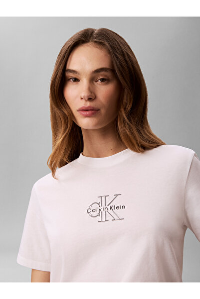 Calvin Klein Kadın SS Classic Seasonal Monologo Detaylı T-shirt