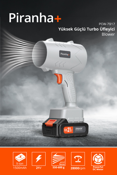 Piranha PCW-7917 Şarjlı Turbo Üfleyici | 21V & 300W & 28.000 Dev/Dk & 1500 mA...