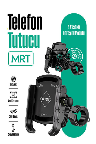 Nukrotech MRT Motosiklet Telefon Tutucu Titreşim Modüllü Gidon ve Ayna Bağlan...