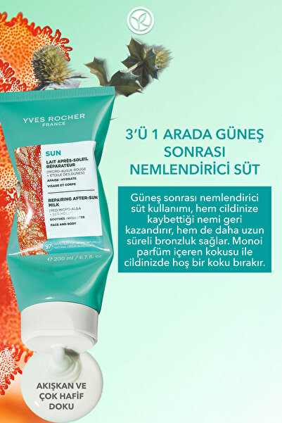 Yves Rocher Güneş Sonrası Vücut Losyonu - 3ü 1 Arada / Sun Double Defense - Boğa Dikeni 200ML