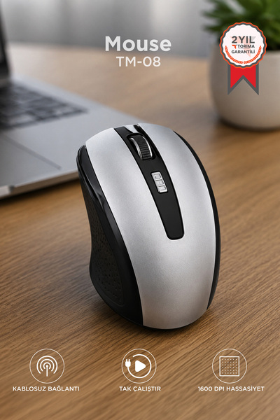 Torima Mouse Optik Kablosuz Fare TM08 Gümüş