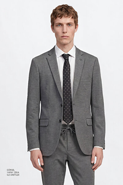 ALTINYILDIZ CLASSICS Erkek Gri Melanj 360 Her Yöne Esneyen Slim Fit Mono Yaka...