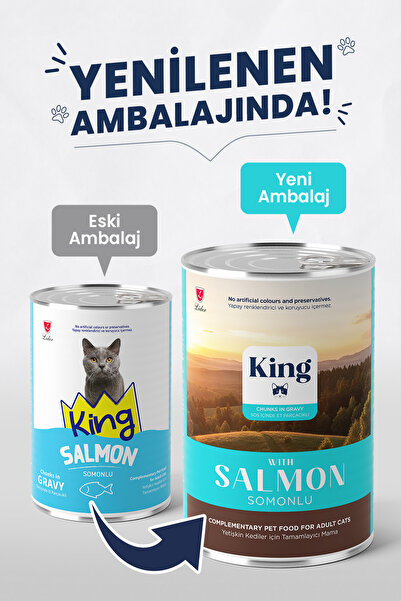 King SOMONLU YETİŞKİN KEDİ KONSERVESİ 400 GR*12 Adet