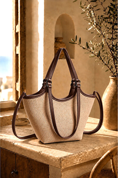 Rimense Women's Straw Bitter Brown Faux Leather Hand and Shoulder Bag