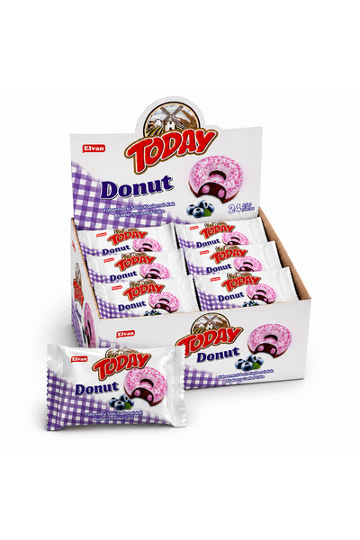 Elvan TODAY Donut Kek Yabanmersinli 35Gr. 24 Adet (1 Kutu)