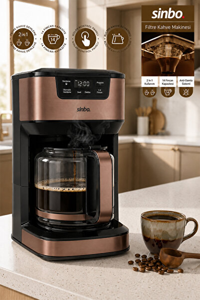 Sinbo ماكينة تحضير القهوة بالتنقيط الأوتوماتيكية SCM-9040 XL بسعة 14 كوب مع ش...