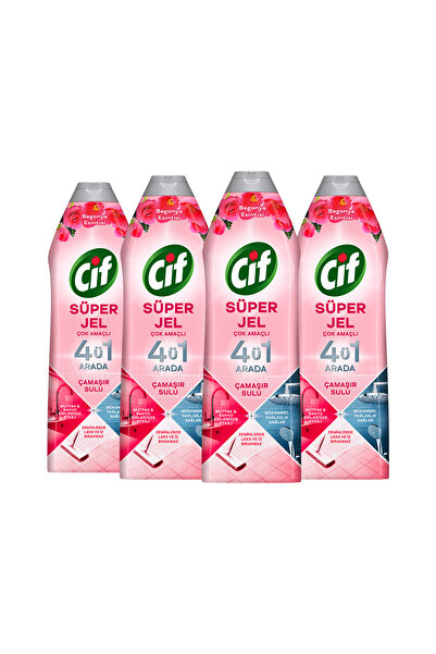 Cif Jel Tüm Yüzeyler Çiçek Ferahlığı Yüzey Temizleyici Çamaşır Suyu Katkılı 750 ml x4
