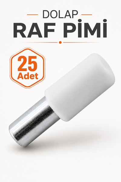 Badem10 Raf Pimi Plastik Başlı Cam Tutucu Mobilya Dolap Pimi (25 Adet)