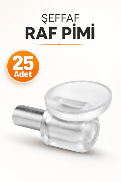 Badem10 (25 ADET) Vantuzlu Raf Pimi Şeffaf Cam Tutucu Mobilya Dolap Pimi