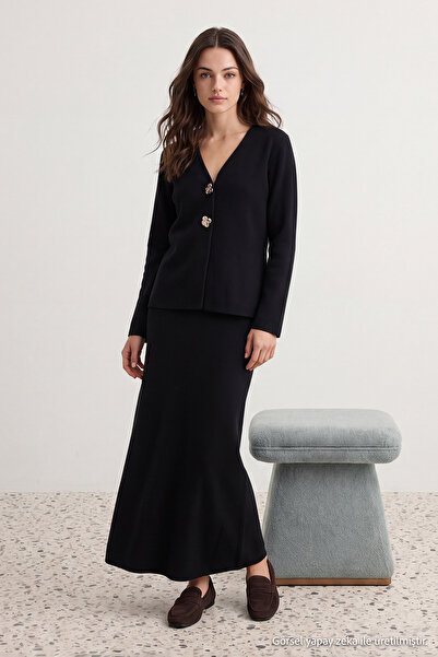 Trendyol Modest Μαύρο Πλεκτό Σετ Εσώρουχων με Κανονική Πόρπη και Ίσιο Πλέγμα ...