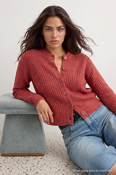 Trendyol Collection Wardrobe Essentials Dusty Rose Soft Textured Basic Knitwe...