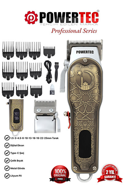 POWERTEC TR-6600 Profesyonel Usb Type-C Şarjlı Saç Sakal Tıraş Makinesi