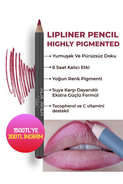 Alix Avien Uzun Süre Kalıcı Dağılma Yapmayan Nemlendirici Dudak Kalemi - Lipl...