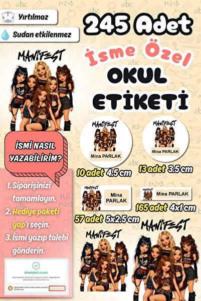 Sticker Ekspres Okul Etiketi Manifest Temalı Kalem Defter Etiketi Özel İsim Y...