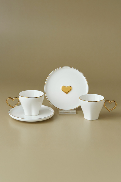 Karaca Bellamore 2-Person Heart Detailed Coffee Cup 80 ml