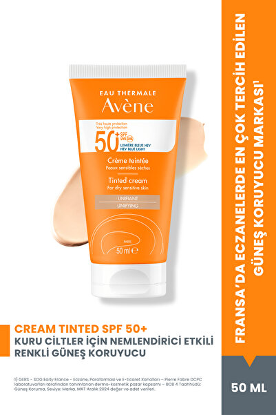 Avene كريم ملون بعامل حماية من الشمس SPF 50 من سولير، 50 مل