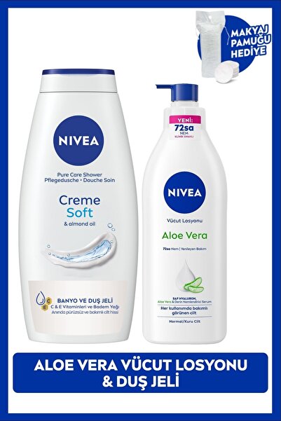 NIVEA Creme Soft Duş Jeli 750ml ve Aloe Vera Derinlemesine Nemlendirici Vücut...
