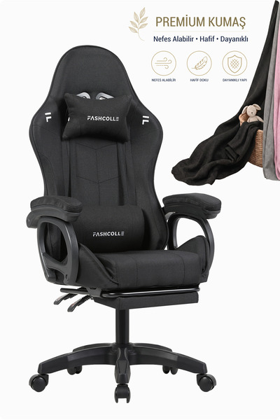 Fashcolle Dynamic Air Kumaş Black Masajlı Oyuncu Koltuğu