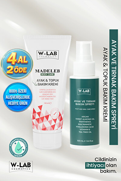 W-Lab Cosmetics Ayak Topuk Bakım Kremi 100 ML ve Ayak Tırnak Bakım Spreyi 100 Ml