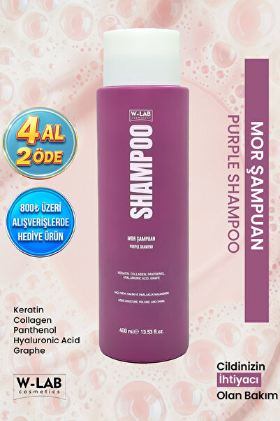W-Lab Cosmetics شامبو أرجواني 400 مل للشعر الأشقر والبلاتيني والرمادي والفاتح