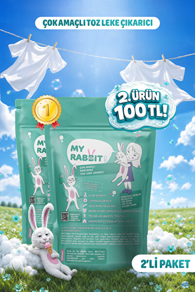 My Rabbit! Çamaşır Ve Yüzey Için Çok Amaçlı Oksijenli Toz Leke Çıkarıcı ve be...