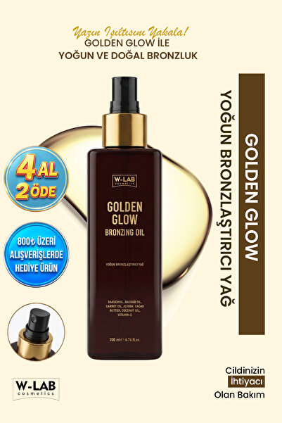 W-Lab Cosmetics Golden Glow Yoğun Bronzlaştırıcı Yağ 200 Ml
