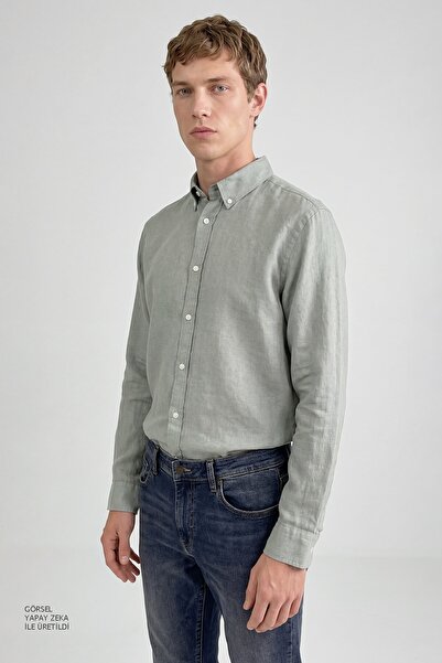Lee 100% Linen Regular Fit Normal Cut Black Shirt