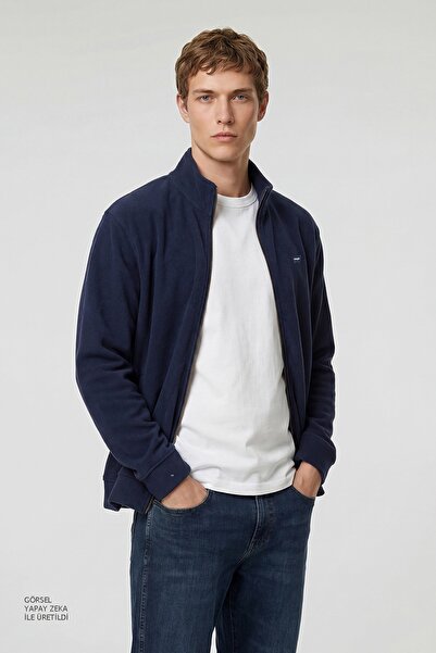 WRANGLER Lacivert Erkek Dik Yaka Relaxed Sweatshirt TW2520533410 Lacivert Swe...