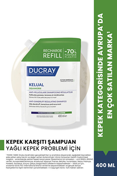 Ducray Kelual Squanorm Yağlı Saçlar İçin Arındırıcı Etkili Kepek Şampuanı Ref...