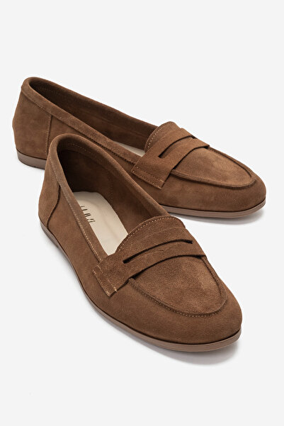 LuviShoes حذاء باليرينا F02 إيرث سويدي للنساء