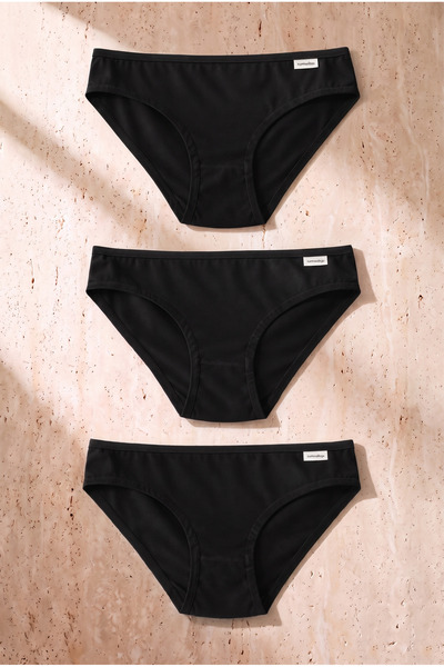Katia&Bony Women's 3-Piece Basic Slip Panties Black