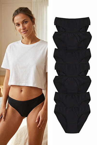 Trendyol Collection Black 7 Pack Cotton Classic Knitted Panties Thmss25Ku00029