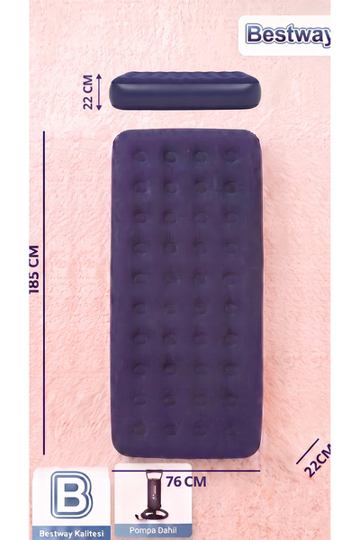 BESTWAY 67000 Tek Kişilik Şişme Yatak + 62002 Pompa 185X76X22 cm