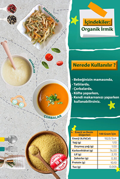 Makarna Lütfen Organik İrmik ( 6 8 Ay - 250 Gram)