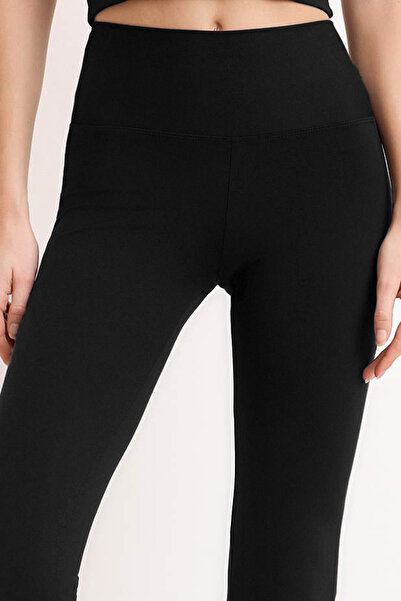 Trendyol Collection Black Brushed Soft Fabric Flare/Spanish Leg Knitted Sport...