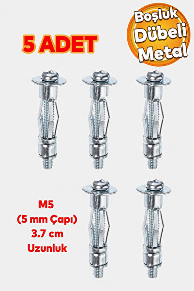 Badem10 Çelik Alçıpan Boşluk Dübel Tuğla Duvar Bims Paraşüt Dübeli 5x37 Metal...