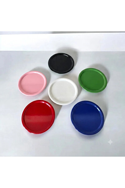 EceAksesuar Metal Sunum Tepsisi Metal Çay Tabağı Set- 6 Adet Çay Tabağı Ve 6 ...