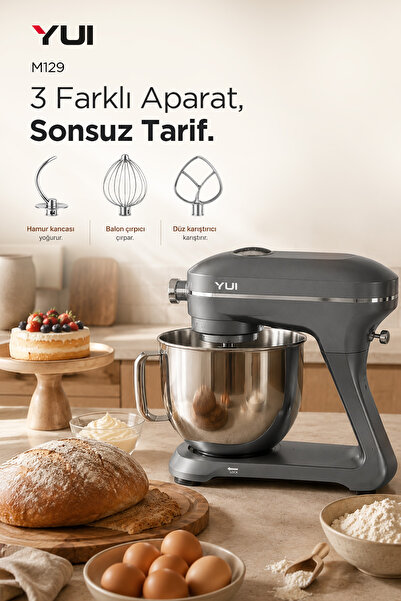 Yui Easy Chef M129 1800W Stand Mikser 7L Pres Döküm Metal Hamur Yoğurma Makinesi
