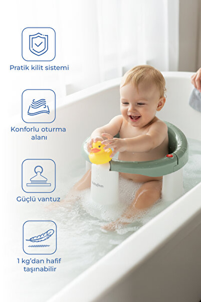 Babyjem Önden Açılır Banyo Ve Mama Oturağı Soft Yeşil