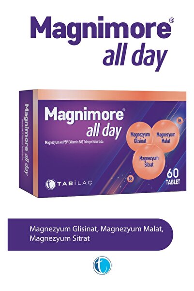 Magnimore Tüm Gün Magnezyum ve P5P (Vitamin B6) 60 Tablet