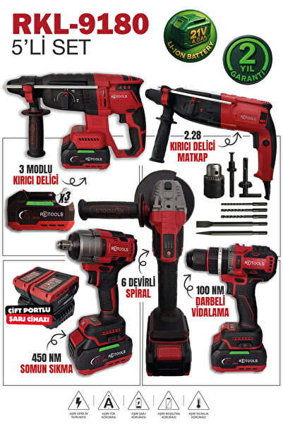 RETOOLS RKL-9180 BORDO 5 'Lİ SET (4'LÜ SET 100 NM (YENİ SERİ) + 2.28 PRO HİLTİ)