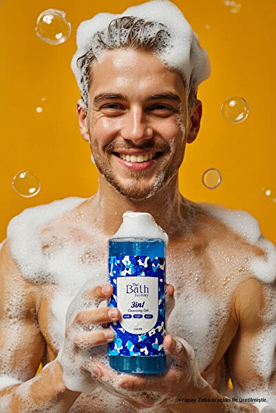 THE BATH FACTORY 3 in 1 Erkeklere Özel Saç Yüz Vücut Temizleme Jeli 400 ml