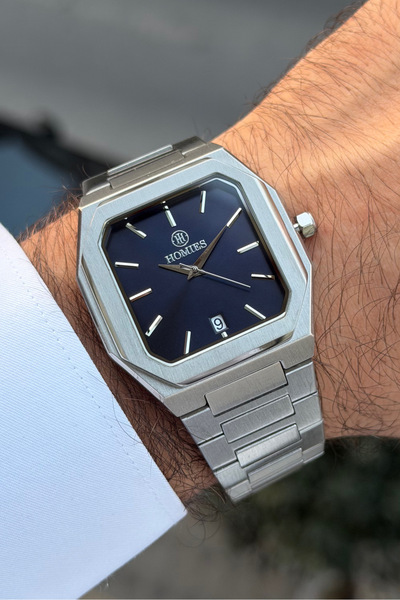 Homies Original Gift Men's Watch with Calendar Silver Color Steel Band 3 Atm ...