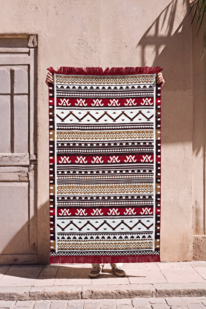 Cool Halı Lovely Renkli Kilim Halı Çift Taraflı Dokuma Makinede Yıkanabilir E...