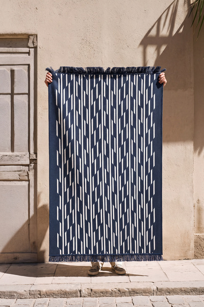 Cool Halı Lovely Lacivert Kilim Halı Çift Taraflı Makinede Yıkanabilir Yazlık...